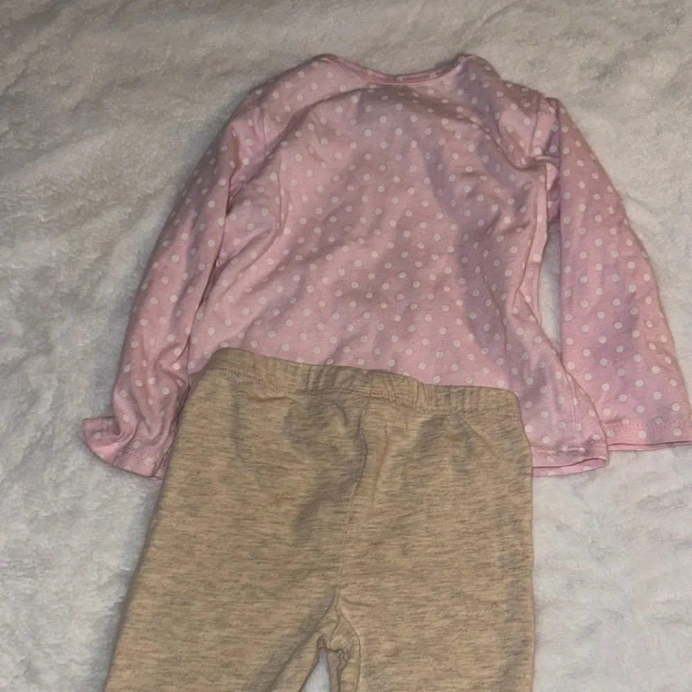 Healthtex Pink Baby Top with White Polka Dots